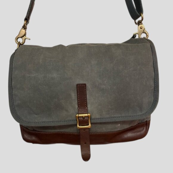 Fossil Leather & Canvas Messenger Tote Laptop Bag Unisex - Picture 2 of 16